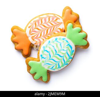 Candy Shaped Easter Cookies Isolated Over White Stock Photo