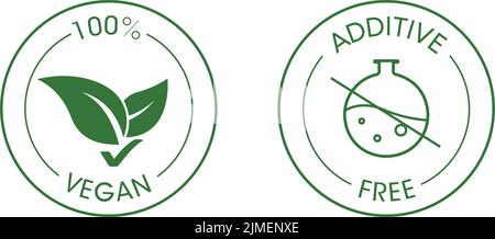 food quality icons vegan, additives free icon vector illustration Stock Vector