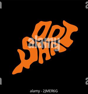 Odisha typography Map. Odisha map lettering. Odisha typography. Stock Vector