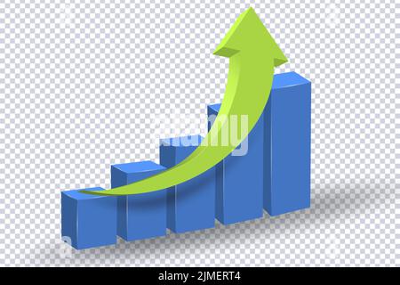 Abstract Curved Green Arrow. Market movements creative concept charts, infographics. Green curve arrow of trend on transparent. Trading stock news imp Stock Vector