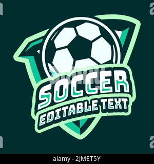 A vector illustration of a modern logo for soccer and sport related business with editable text Stock Vector