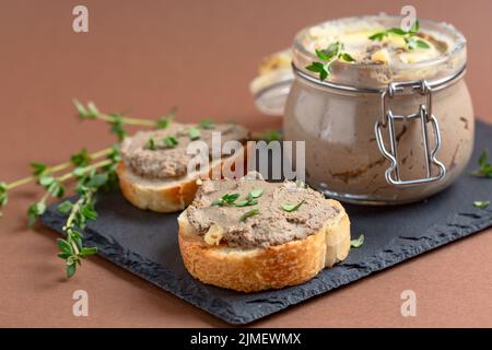 Toasts with homemade liver pate. Stock Photo