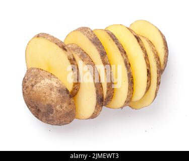 Sliced Organic Potato Isolated On White Background Stock Photo