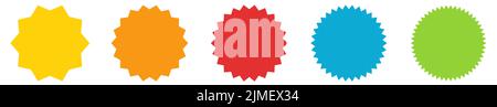 Simple sticker like sign - circle with sharp waves edge Stock Vector