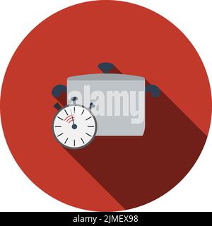 Pan With Stopwatch Icon. Flat Color Design. Vector Illustration. Stock Vector