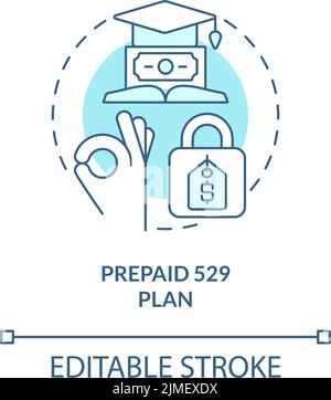 Prepaid federal plan turquoise concept icon Stock Vector