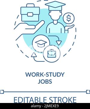 Work study jobs turquoise concept icon Stock Vector