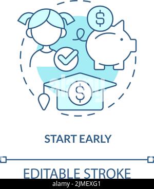 Start early turquoise concept icon Stock Vector