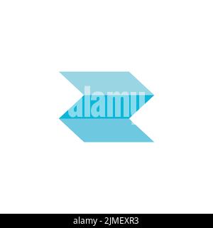 blue paper fold arrow 3d gradient flat logo vector Stock Vector