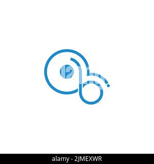letter b geometric circles thin line logo vector Stock Vector