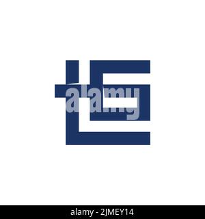 letter tg square overlap line simple logo Stock Vector