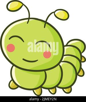 A vector illustration of a cute worm on a white background Stock Vector