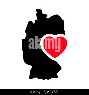 I love Germany, Germany map and heart symbol glyph icon Stock Photo