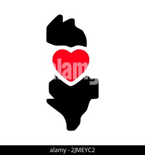 I love Albania, Albania map and heart symbol glyph icon. Stock Photo