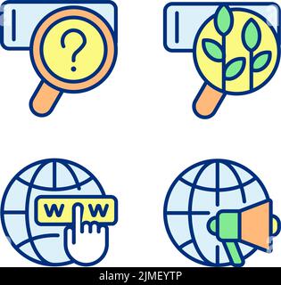 Search engine marketing pixel perfect RGB color icons set Stock Vector