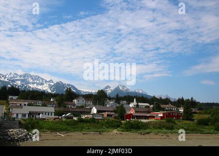 Alaska, view of small town Haines, United States Stock Photo