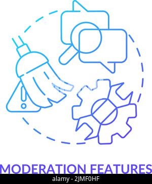 Moderation features blue gradient concept icon Stock Vector