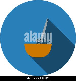 Corolla Mixing In Bowl Icon. Flat Color Design. Vector Illustration. Stock Vector