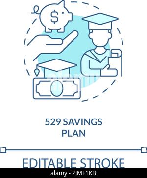 State run savings plan turquoise concept icon Stock Vector