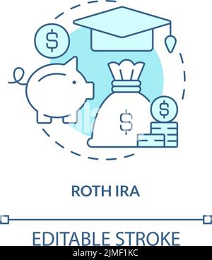 Roth IRA turquoise concept icon Stock Vector