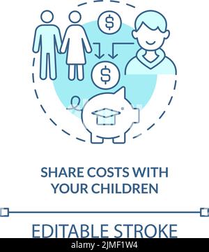 Share costs with your children turquoise concept icon Stock Vector