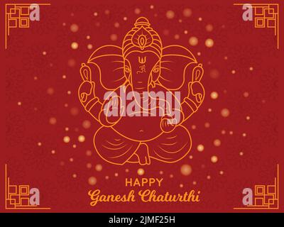 Happy Ganesh Chaturthi greeting card mandala. Artistic Hindu Indian Worship Festival graphic. Line art Gradient design Poster Vector illustration art Stock Vector