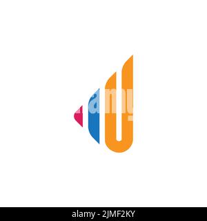 letter u triangle stripes colorful line logo vector Stock Vector
