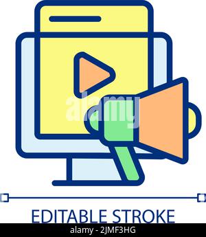 Video marketing pixel perfect RGB color icon Stock Vector