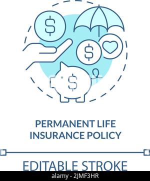 Permanent life insurance policy turquoise concept icon Stock Vector