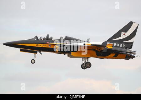 One of the Korean Black Eagles landing at the Royal International Air Tattoo RIAT 2022, Fairford, UK Stock Photo