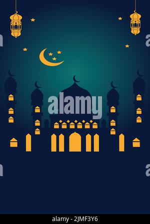 ramadan kareem card with lanterns hanging Stock Vector Image & Art - Alamy