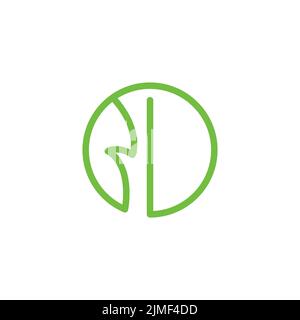 letter d simple thin line leaf geometric logo vector Stock Vector