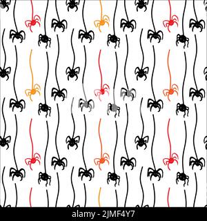 Spider with spiderweb seamless pattern for October hollyday Stock Vector