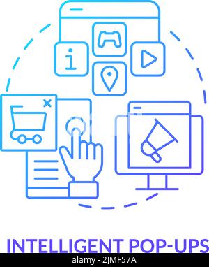Intelligent pop-ups blue gradient concept icon Stock Vector