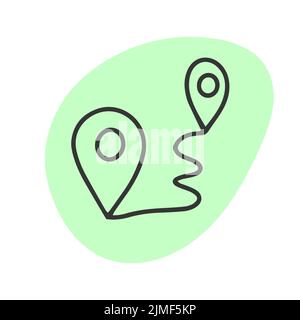 Map Pointer with Icon in Doodle Style Stock Vector