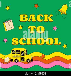 Back to School Banner in Groove Style Stock Vector