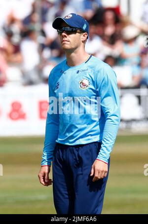 CHELMSFORD ENGLAND - AUGUST  05 : Essex's Grant Roelofsen during Royal London One-Day Cup match between Essex Eagles CCC against Derbyshire CCC at The Stock Photo