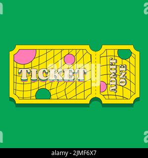 Colorful Entrance Ticket for One Person in a Retro Groove Style Stock Vector