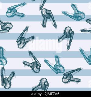 Ping pong racket engraved seamless pattern. Vintage sport elements for table tennis in hand drawn. Sketch texture for fabric, wallpaper, textile, prin Stock Vector