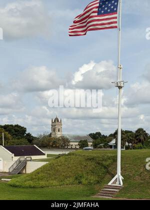 Scenes at Fort Moultrie on Sullivan's island Charleston, South Carolina from the American Revolutionary war protecting the harbo Stock Photo