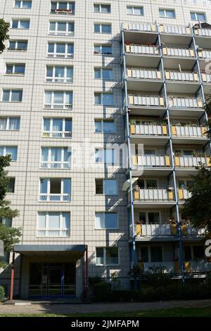 Prefabricated building in Karl-Marx-Allee, the former boulevard of the GDR in the center of Berlin Stock Photo