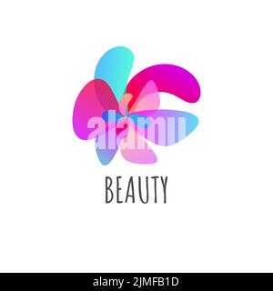 Beautiful flower with transparent petals, vector logo. Icon for spa, massage Stock Vector
