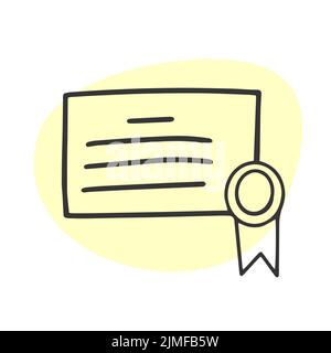 Diploma or Certificate Icon in Doodle Style Stock Vector