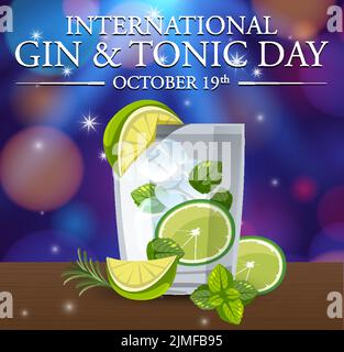 International Gin and Tonic Day Banner illustration Stock Vector