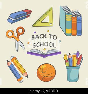 School elements for children when returning to school Stock Vector