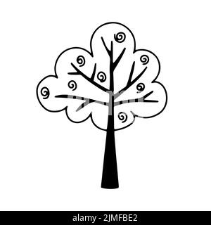 Ornamental Tree Silhouette in Doodle Style Stock Vector