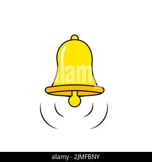 Yellow Notification Bell in Groovy Style Back to School Stock Vector