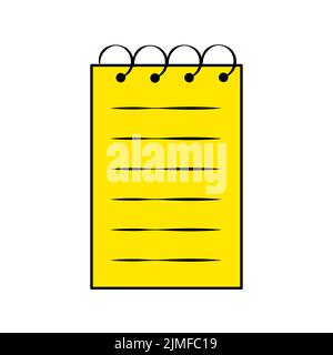 Yellow Notepad on Rings Isolated Element on White Background Stock Vector