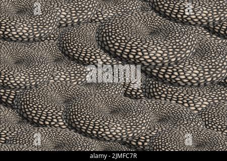 Abstract Snake Skin Ring Seamless Pattern, 3D Illustration Stock Photo