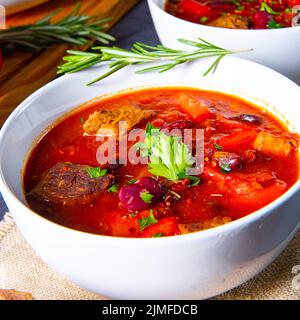 Spicy Mexican style beef with beans Stock Photo